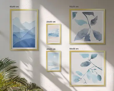 Set od 5 slika u okviru minimalistički motivi plave prirode