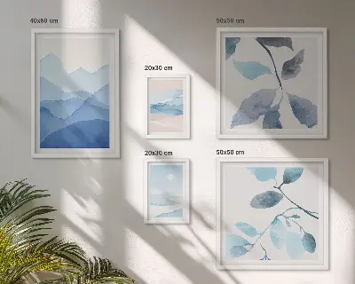Set od 5 slika u okviru minimalistički motivi plave prirode