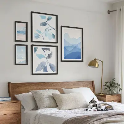 Set od 5 slika u okviru minimalistički motivi plave prirode