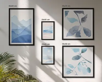 Set od 5 slika u okviru minimalistički motivi plave prirode