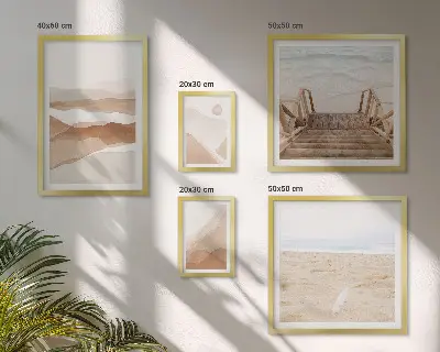 Set slika iznad kauča s motivima plaže i planina minimalistički dizajn