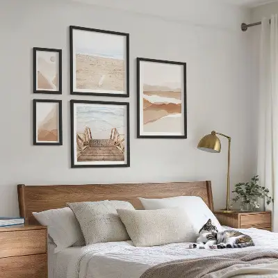 Set slika iznad kauča s motivima plaže i planina minimalistički dizajn