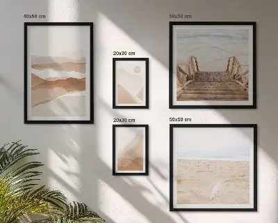Set slika iznad kauča s motivima plaže i planina minimalistički dizajn