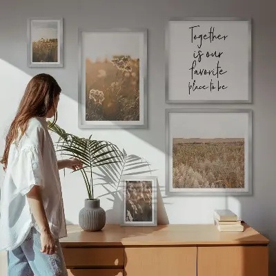 Set od 5 slika u okviru s motivom izreka o cvijeću i prirodnim krajolicima