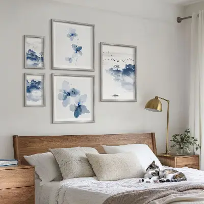 Set 5 slika u okviru motiv krajolici cvijeće voda mir