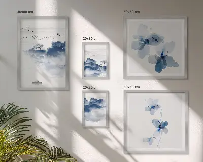 Set 5 slika u okviru motiv krajolici cvijeće voda mir