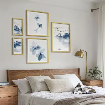 Set 5 slika u okviru motiv krajolici cvijeće voda mir