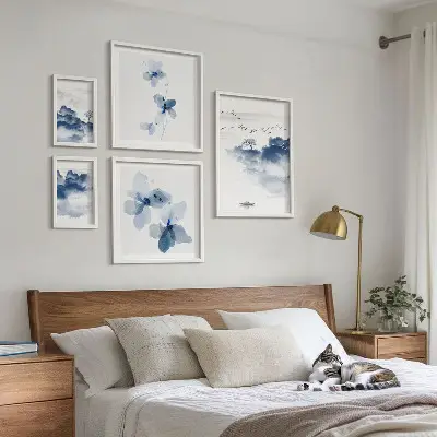 Set 5 slika u okviru motiv krajolici cvijeće voda mir