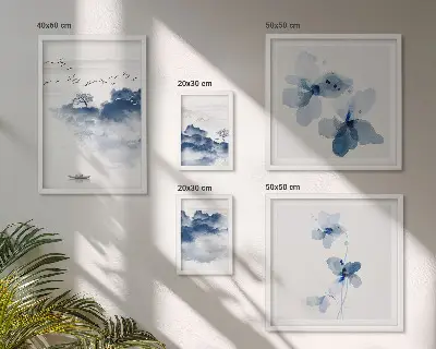 Set 5 slika u okviru motiv krajolici cvijeće voda mir