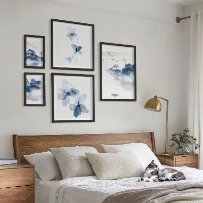 Set 5 slika u okviru motiv krajolici cvijeće voda mir