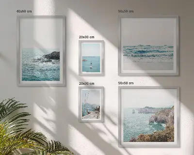 Set slika za iznad kauča s motivima mirnog mora plaža i litica