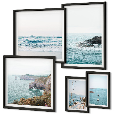 Set slika iznad kauča Mirni pogledi na more, plaže, litice