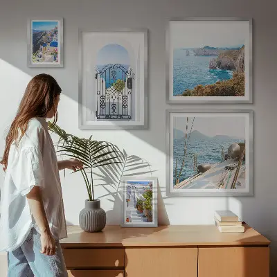 Set slika iznad kauča pejzaži grčke morske arhitekture