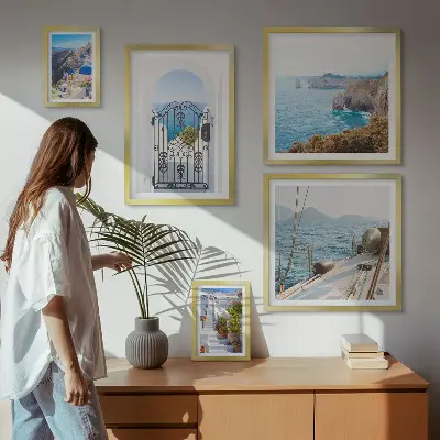 Set slika iznad kauča pejzaži grčke morske arhitekture