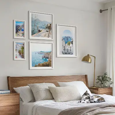Set slika iznad kauča pejzaži grčke morske arhitekture