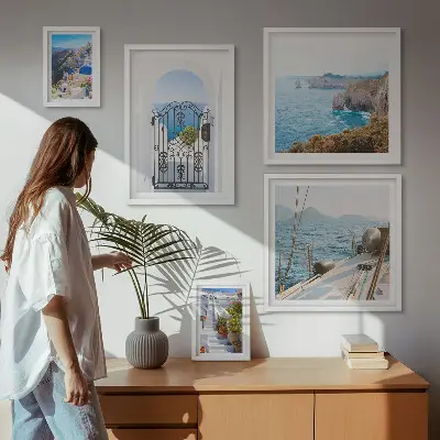 Set slika iznad kauča pejzaži grčke morske arhitekture