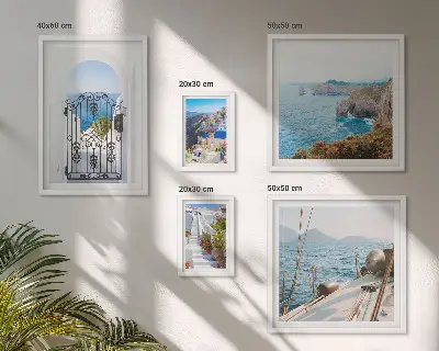 Set slika iznad kauča pejzaži grčke morske arhitekture