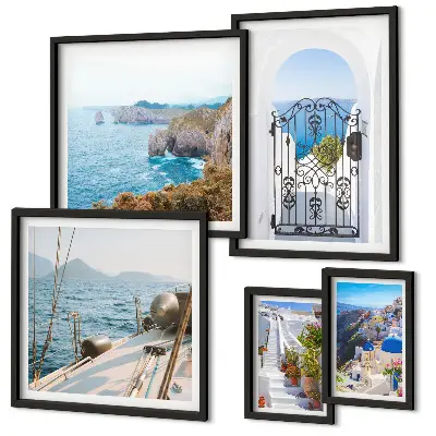 Set slika iznad kauča pejzaži grčke morske arhitekture