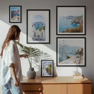 Set slika iznad kauča pejzaži grčke morske arhitekture