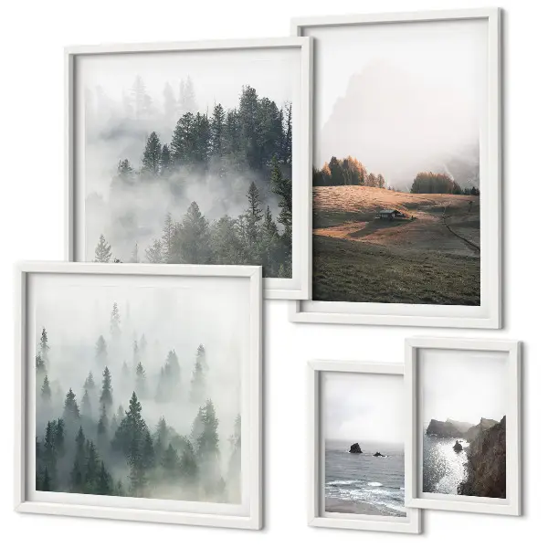 Set slika iznad kauča prirodni motivi planina i mora