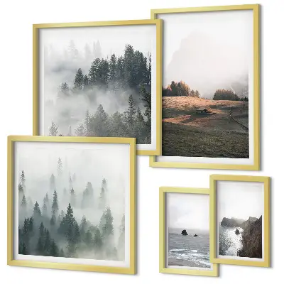 Set slika iznad kauča prirodni motivi planina i mora