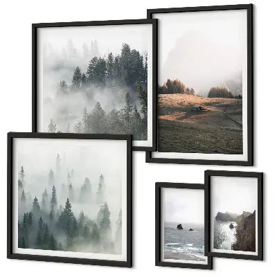 Set slika iznad kauča prirodni motivi planina i mora