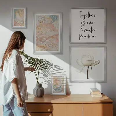 Apstraktno cvijeće sa sloganima set od 5 slika u okviru