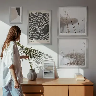 Set slika za iznad kauča minimalistička umjetnost s motivom prirode