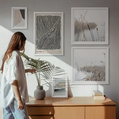 Set slika za iznad kauča minimalistička umjetnost s motivom prirode