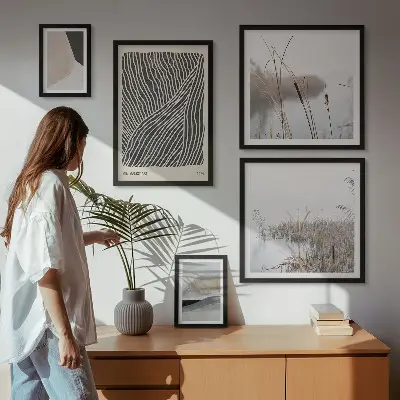 Set slika za iznad kauča minimalistička umjetnost s motivom prirode