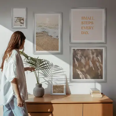 Set slika za iznad kauča citati o životu s motivima morskih krajolika
