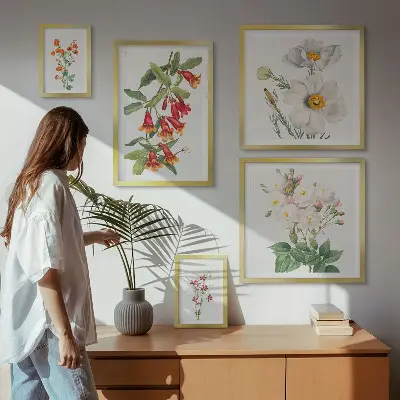 Cvjetne botaničke ilustracije set od 5 slika u okviru