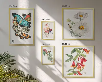 Poliptih u okviru vintage uzorak s motivima cvijeća, leptira i ptica