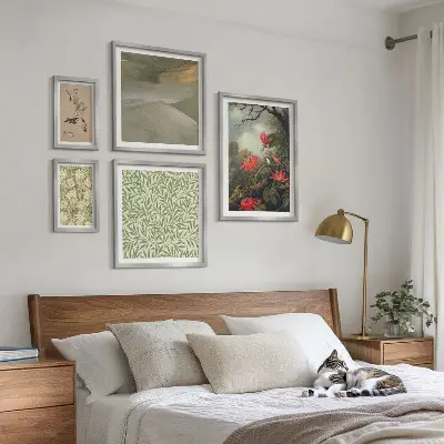 Set od 5 slika u okviru cvijeće, ptice i prirodni motivi