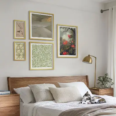 Set od 5 slika u okviru cvijeće, ptice i prirodni motivi