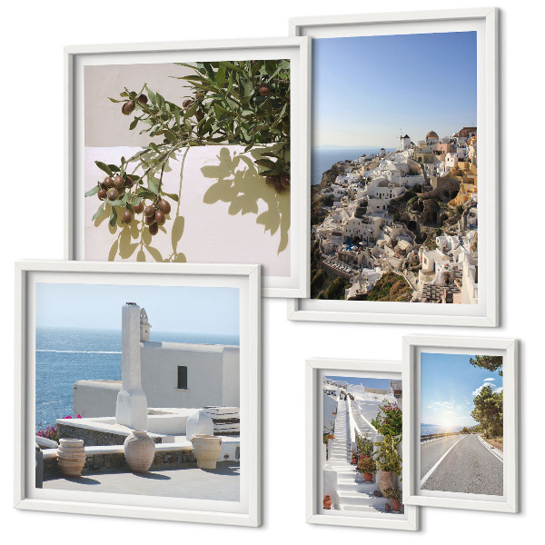 Set slika iznad kauča Slikovit pogled na Santorini