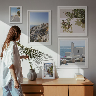 Set slika iznad kauča Slikovit pogled na Santorini
