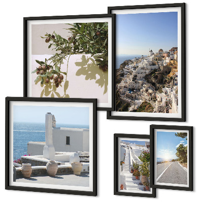 Set slika iznad kauča Slikovit pogled na Santorini