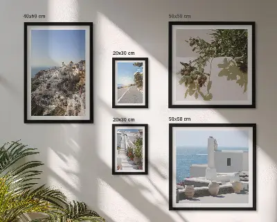 Set slika iznad kauča slikoviti pogled na Santorini