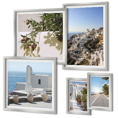 Set slika iznad kauča Slikovit pogled na Santorini