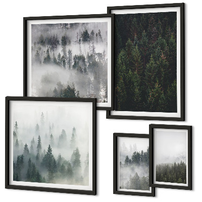 Set slika iznad kauča Zelene šume maglovitih krajolika