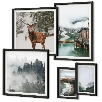 Set od 5 slika u okviru motiv prirode i divljih životinja u planinama