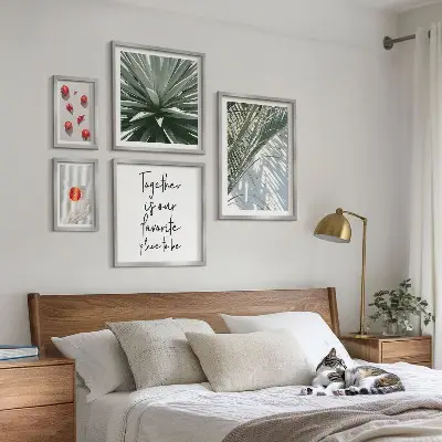 Set od 5 slika u okvirima boho stil s motivima biljaka, voća i tropa