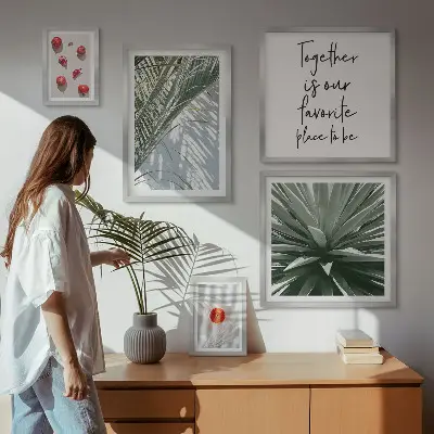 Set od 5 slika u okvirima boho stil s motivima biljaka, voća i tropa