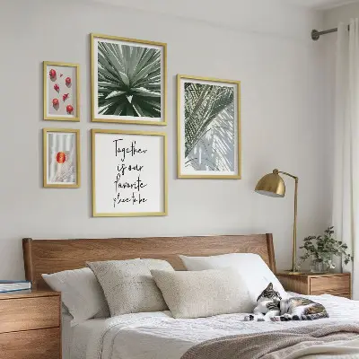 Set od 5 slika u okvirima boho stil s motivima biljaka, voća i tropa