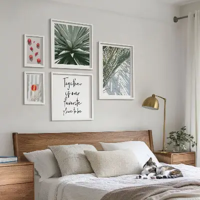 Set od 5 slika u okvirima boho stil s motivima biljaka, voća i tropa