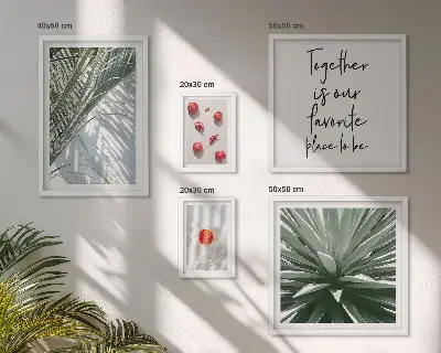 Set od 5 slika u okvirima boho stil s motivima biljaka, voća i tropa