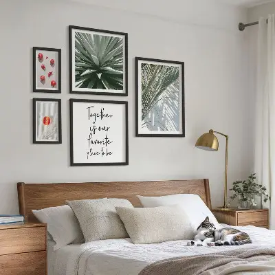 Set od 5 slika u okvirima boho stil s motivima biljaka, voća i tropa