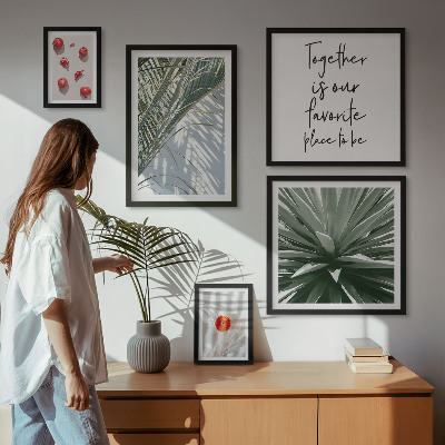 Set 5 slika u okviru Boho stil, biljke, voće, tropi