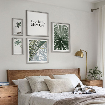 Set 5 slika u okviru Moderni ukrasi od zelenog lišća